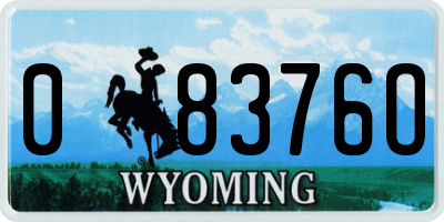 WY license plate 08376O