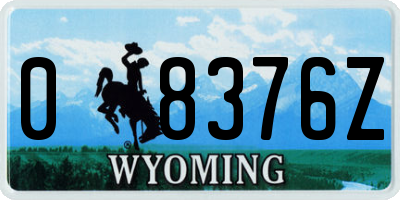 WY license plate 08376Z