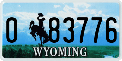 WY license plate 083776