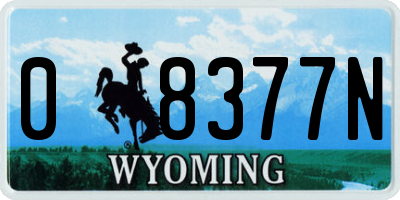 WY license plate 08377N