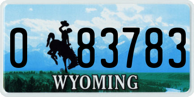 WY license plate 083783
