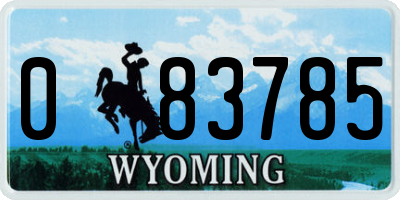 WY license plate 083785