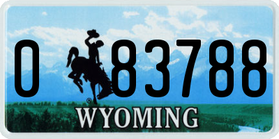 WY license plate 083788