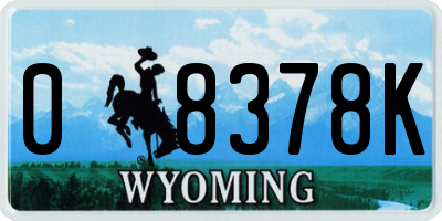 WY license plate 08378K