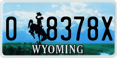 WY license plate 08378X