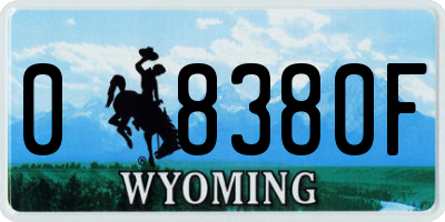 WY license plate 08380F