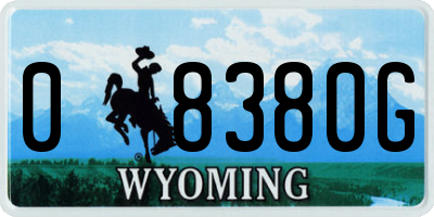 WY license plate 08380G