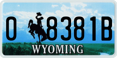 WY license plate 08381B