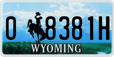 WY license plate 08381H