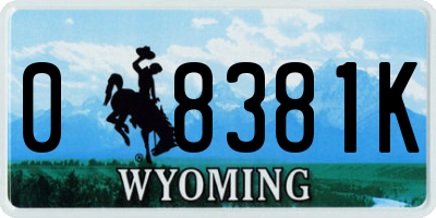 WY license plate 08381K