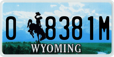 WY license plate 08381M