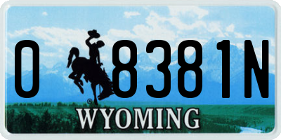 WY license plate 08381N