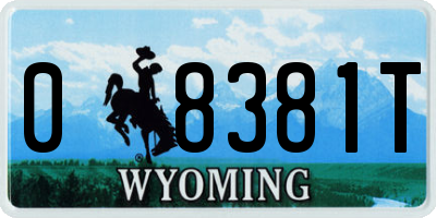 WY license plate 08381T