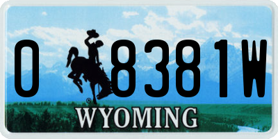 WY license plate 08381W