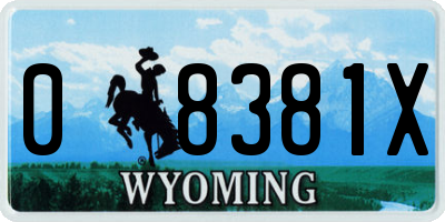 WY license plate 08381X