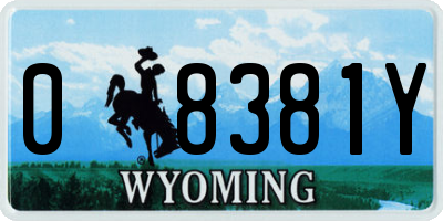 WY license plate 08381Y