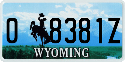 WY license plate 08381Z