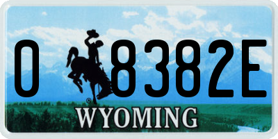 WY license plate 08382E