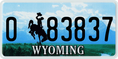 WY license plate 083837