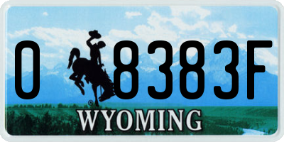 WY license plate 08383F