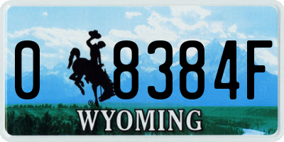 WY license plate 08384F