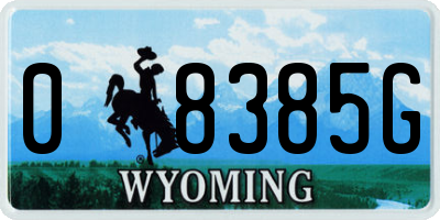 WY license plate 08385G