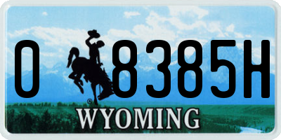 WY license plate 08385H
