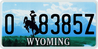 WY license plate 08385Z