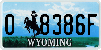 WY license plate 08386F