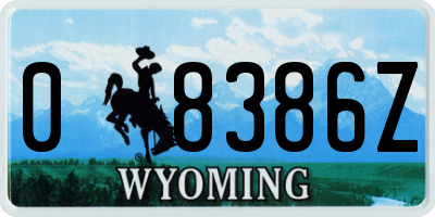 WY license plate 08386Z