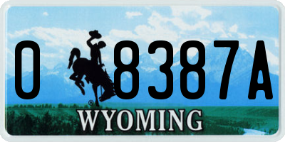WY license plate 08387A