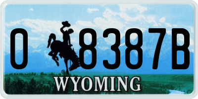 WY license plate 08387B