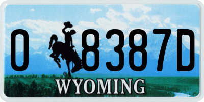 WY license plate 08387D