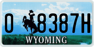 WY license plate 08387H