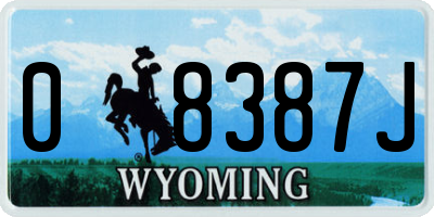 WY license plate 08387J