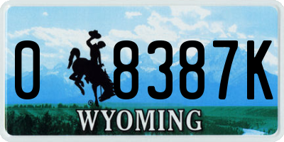 WY license plate 08387K