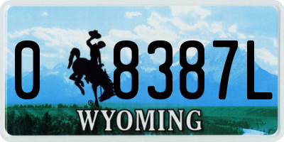 WY license plate 08387L