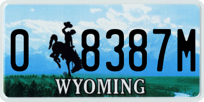 WY license plate 08387M
