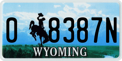 WY license plate 08387N