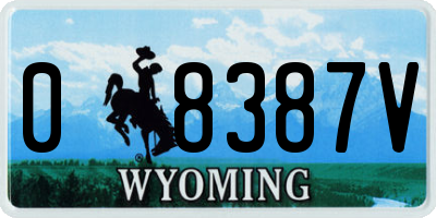 WY license plate 08387V