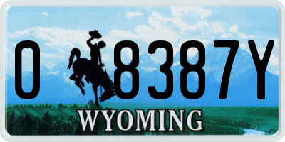 WY license plate 08387Y