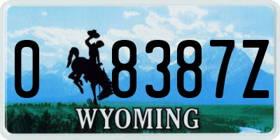 WY license plate 08387Z