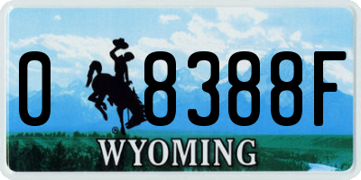 WY license plate 08388F