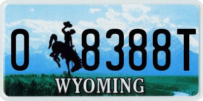 WY license plate 08388T