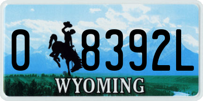 WY license plate 08392L