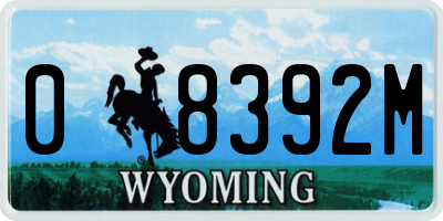 WY license plate 08392M