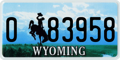 WY license plate 083958