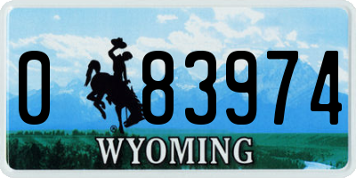 WY license plate 083974