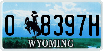 WY license plate 08397H