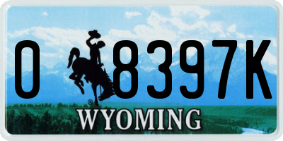 WY license plate 08397K